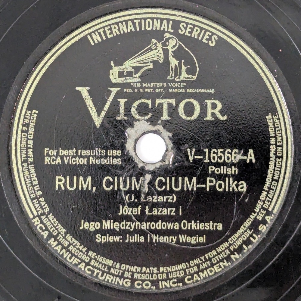 Victor V-16566 Jozef Lazarz Rum Cium Cium Polka Polish 10-inch 78 RPM Shellac